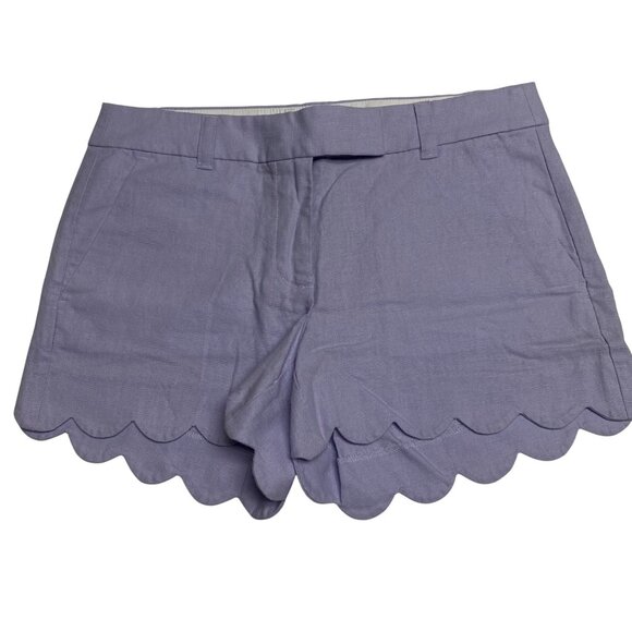 J.Crew Womens Lavender Scalloped Hem Shorts Cotton Blend Casual 4 - Picture 1 of 5